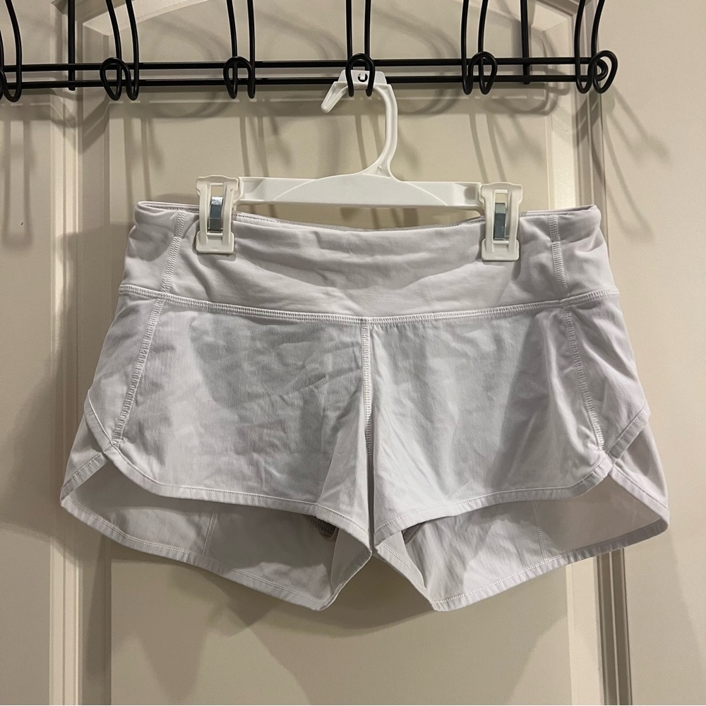 White Lululemon Speed Up Shorts